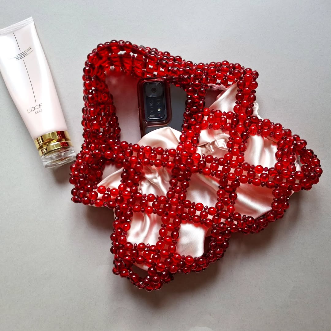 کیف زنانه یاقوت مروارید بافی